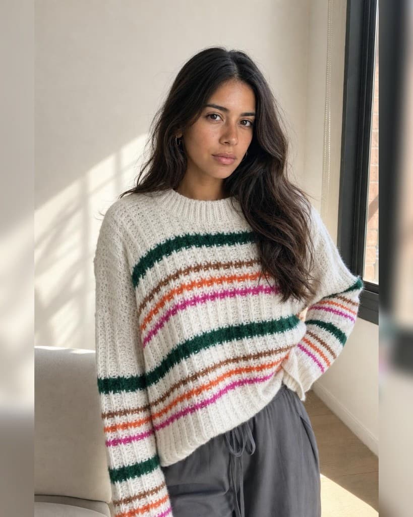 Lookbook: suéter de punto con rayas de color